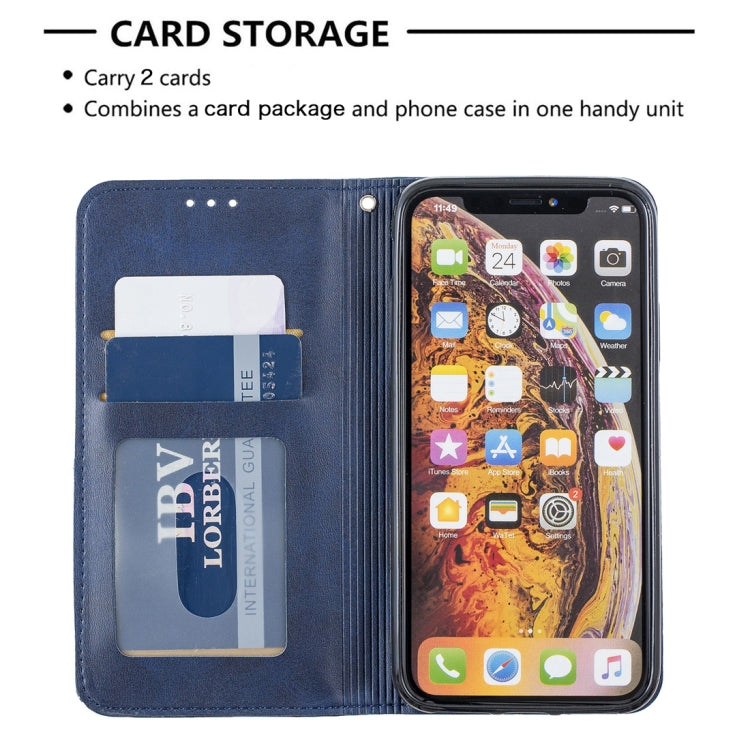 For iPhone X / XS Rhombus Texture Horizontal Flip Magnetic Leather Case with Holder & Card Slots & Wallet
