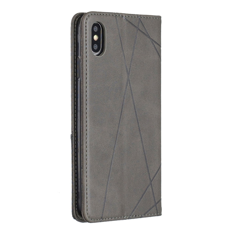 For iPhone XS Max Rhombus Texture Horizontal Flip Magnetic Leather Case with Holder & Card Slots & Wallet