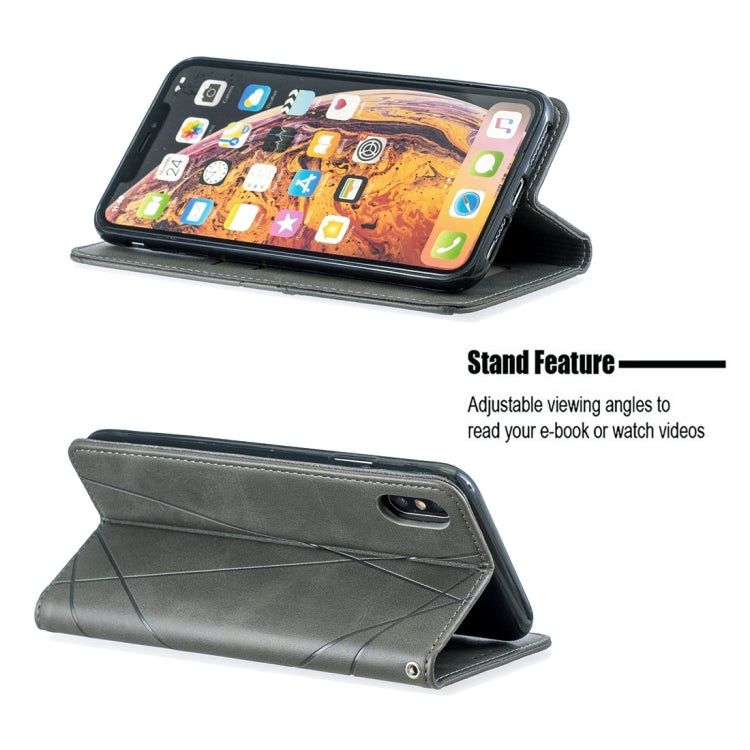 For iPhone XS Max Rhombus Texture Horizontal Flip Magnetic Leather Case with Holder & Card Slots & Wallet