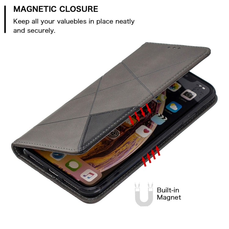 For iPhone XS Max Rhombus Texture Horizontal Flip Magnetic Leather Case with Holder & Card Slots & Wallet
