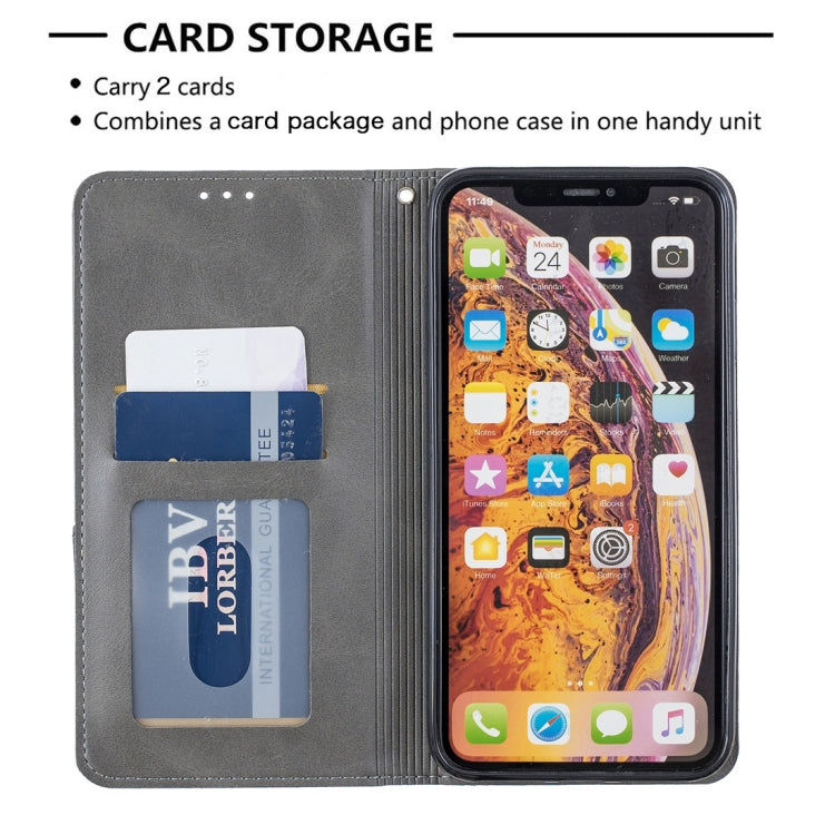 For iPhone XS Max Rhombus Texture Horizontal Flip Magnetic Leather Case with Holder & Card Slots & Wallet