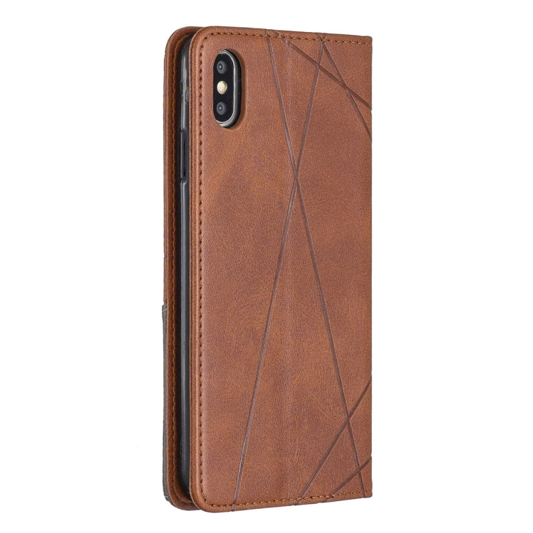 For iPhone XS Max Rhombus Texture Horizontal Flip Magnetic Leather Case with Holder & Card Slots & Wallet