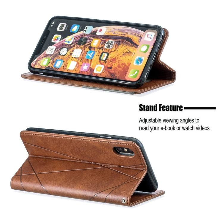 For iPhone XS Max Rhombus Texture Horizontal Flip Magnetic Leather Case with Holder & Card Slots & Wallet