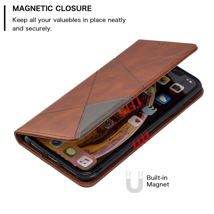 For iPhone XS Max Rhombus Texture Horizontal Flip Magnetic Leather Case with Holder & Card Slots & Wallet