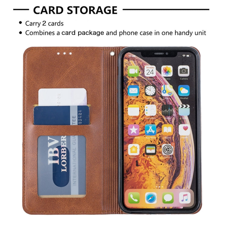 For iPhone XS Max Rhombus Texture Horizontal Flip Magnetic Leather Case with Holder & Card Slots & Wallet