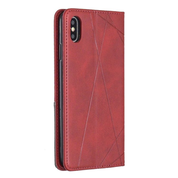 For iPhone XS Max Rhombus Texture Horizontal Flip Magnetic Leather Case with Holder & Card Slots & Wallet
