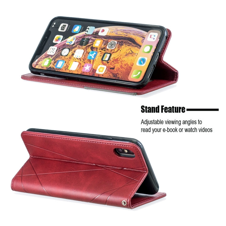 For iPhone XS Max Rhombus Texture Horizontal Flip Magnetic Leather Case with Holder & Card Slots & Wallet
