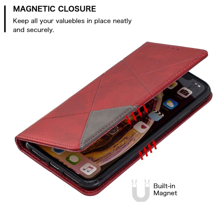 For iPhone XS Max Rhombus Texture Horizontal Flip Magnetic Leather Case with Holder & Card Slots & Wallet