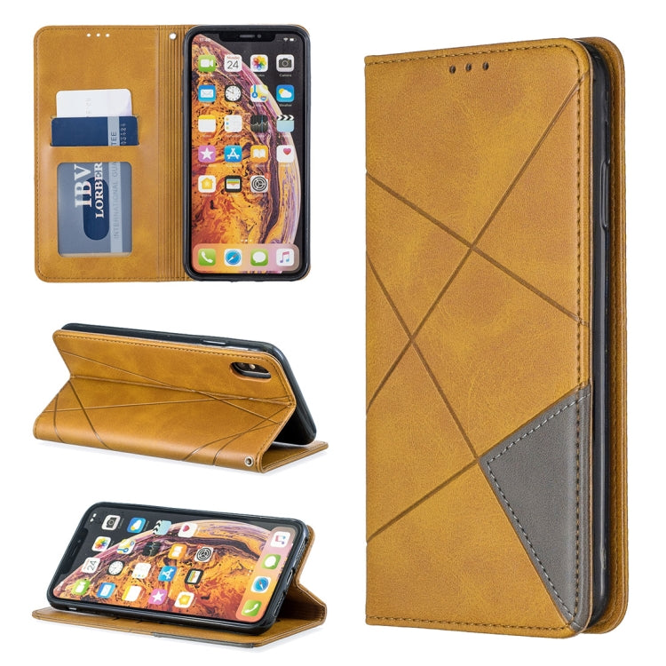 For iPhone XS Max Rhombus Texture Horizontal Flip Magnetic Leather Case with Holder & Card Slots & Wallet