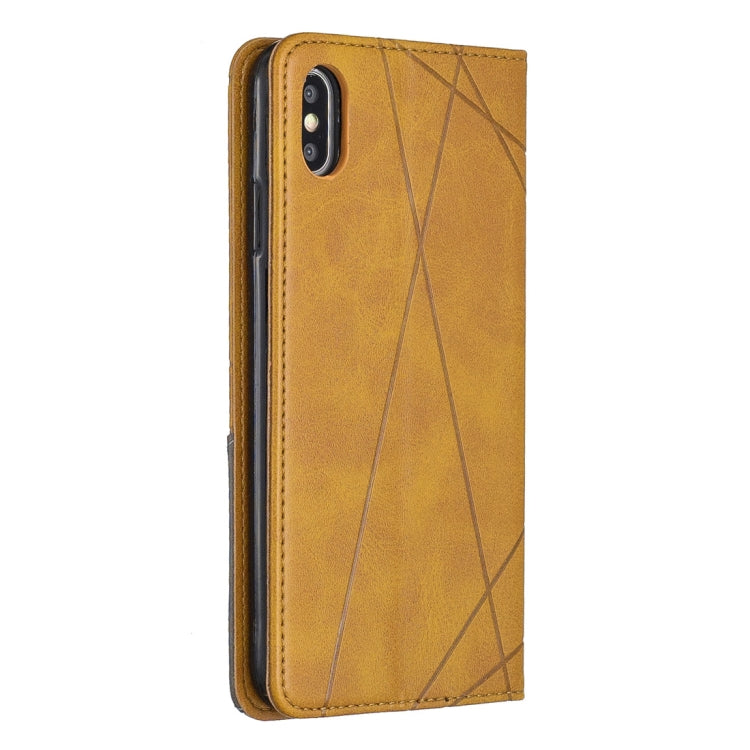 For iPhone XS Max Rhombus Texture Horizontal Flip Magnetic Leather Case with Holder & Card Slots & Wallet