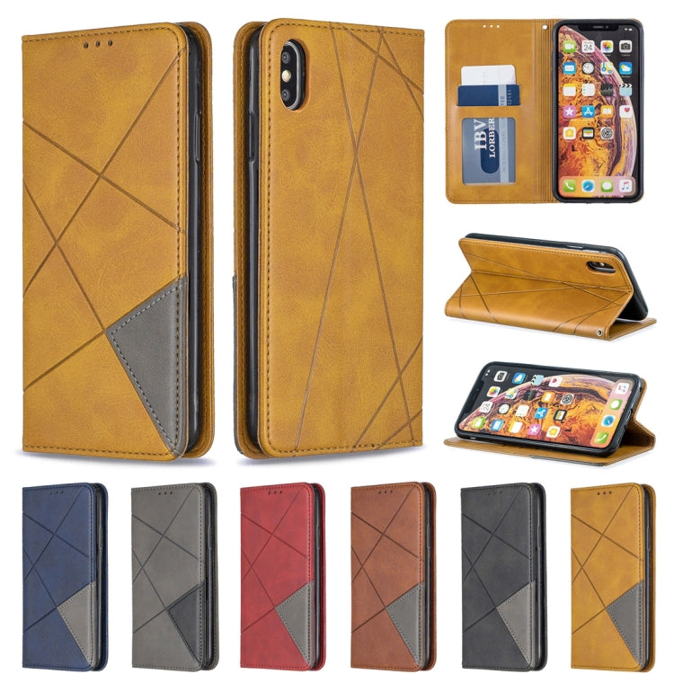 For iPhone XS Max Rhombus Texture Horizontal Flip Magnetic Leather Case with Holder & Card Slots & Wallet