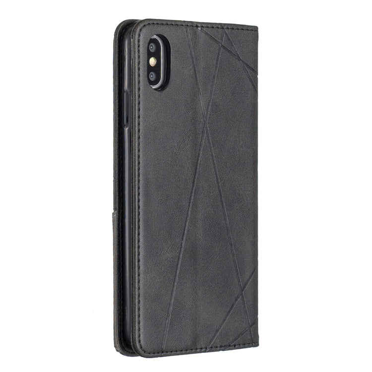 For iPhone XS Max Rhombus Texture Horizontal Flip Magnetic Leather Case with Holder & Card Slots & Wallet