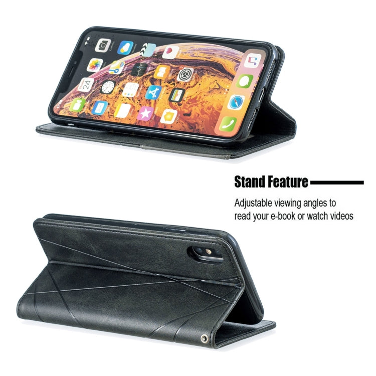 For iPhone XS Max Rhombus Texture Horizontal Flip Magnetic Leather Case with Holder & Card Slots & Wallet