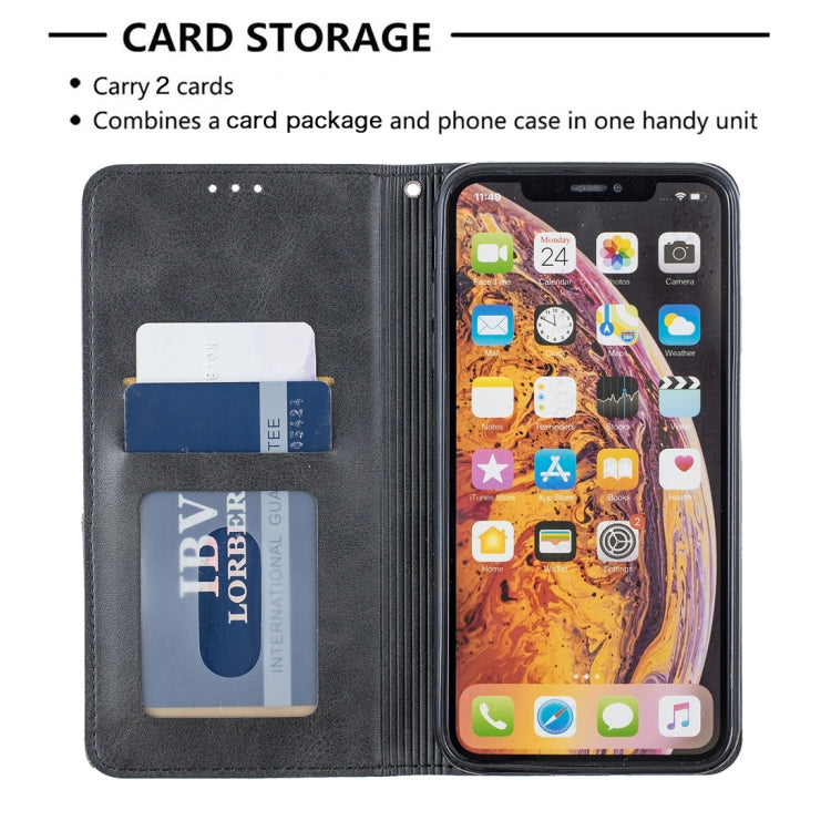 For iPhone XS Max Rhombus Texture Horizontal Flip Magnetic Leather Case with Holder & Card Slots & Wallet