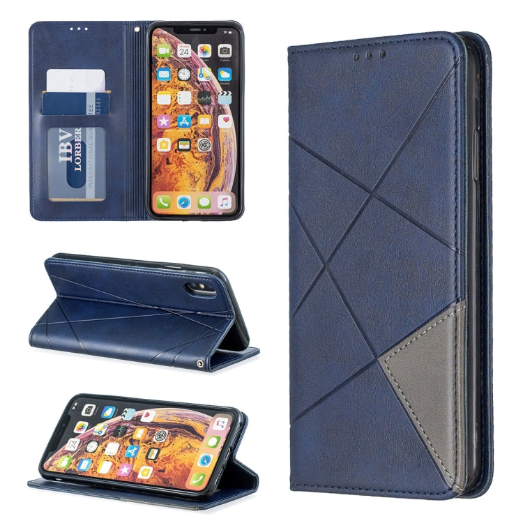 For iPhone XS Max Rhombus Texture Horizontal Flip Magnetic Leather Case with Holder & Card Slots & Wallet