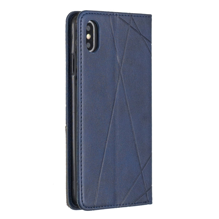 For iPhone XS Max Rhombus Texture Horizontal Flip Magnetic Leather Case with Holder & Card Slots & Wallet