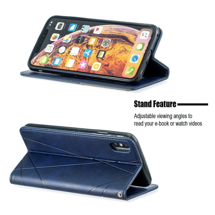 For iPhone XS Max Rhombus Texture Horizontal Flip Magnetic Leather Case with Holder & Card Slots & Wallet