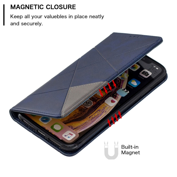 For iPhone XS Max Rhombus Texture Horizontal Flip Magnetic Leather Case with Holder & Card Slots & Wallet