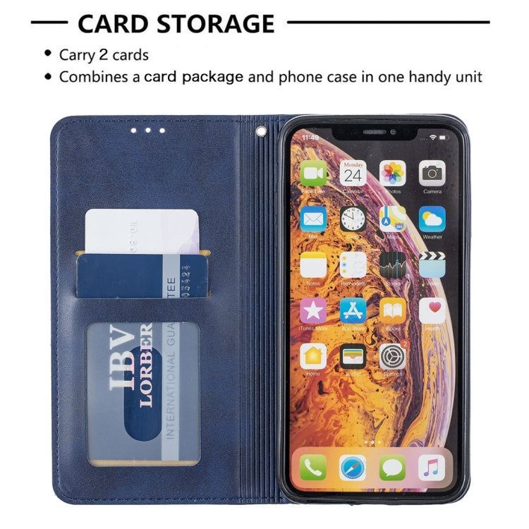 For iPhone XS Max Rhombus Texture Horizontal Flip Magnetic Leather Case with Holder & Card Slots & Wallet