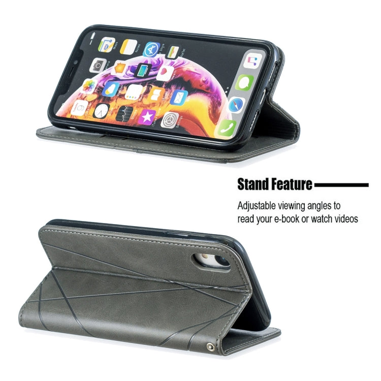 For iPhone XR Rhombus Texture Horizontal Flip Magnetic Leather Case with Holder & Card Slots & Wallet