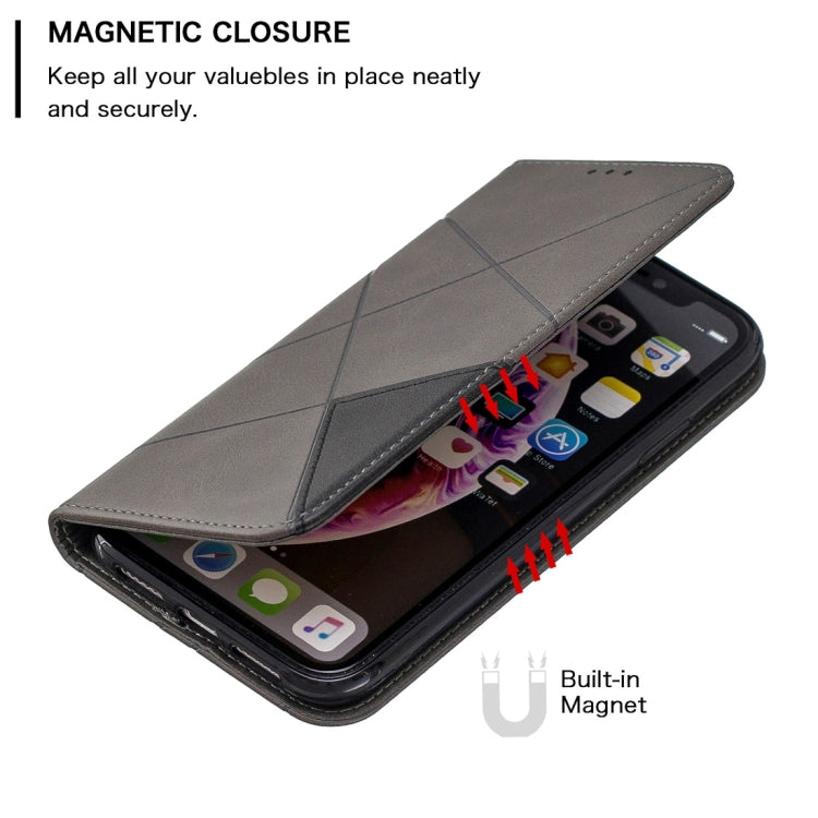 For iPhone XR Rhombus Texture Horizontal Flip Magnetic Leather Case with Holder & Card Slots & Wallet