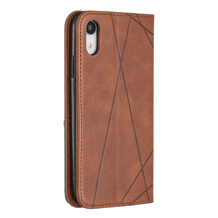 For iPhone XR Rhombus Texture Horizontal Flip Magnetic Leather Case with Holder & Card Slots & Wallet