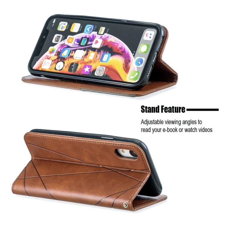 For iPhone XR Rhombus Texture Horizontal Flip Magnetic Leather Case with Holder & Card Slots & Wallet