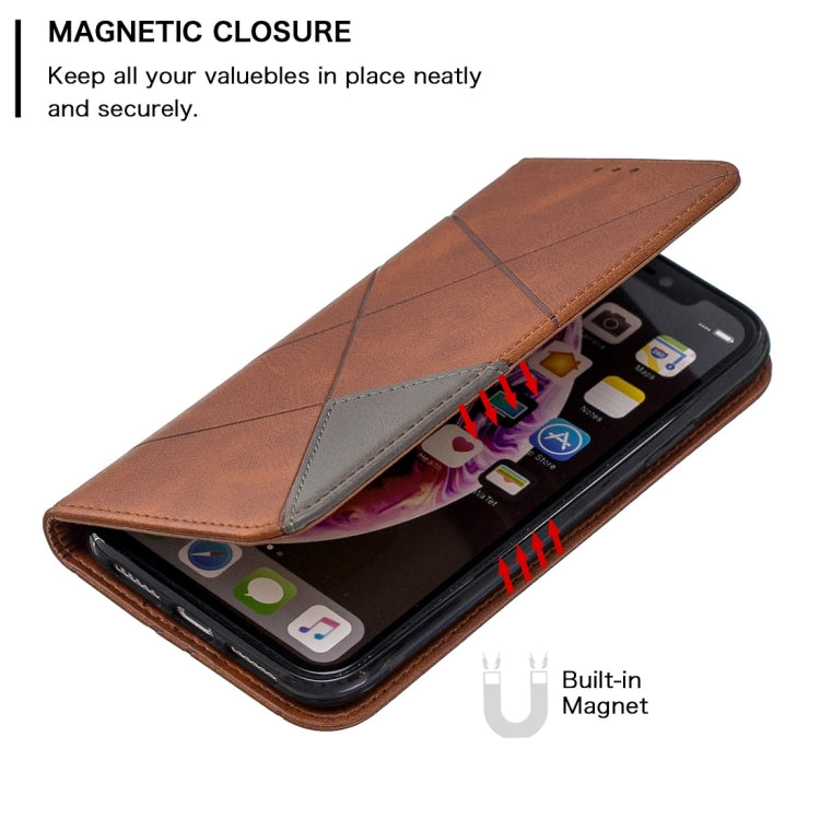 For iPhone XR Rhombus Texture Horizontal Flip Magnetic Leather Case with Holder & Card Slots & Wallet
