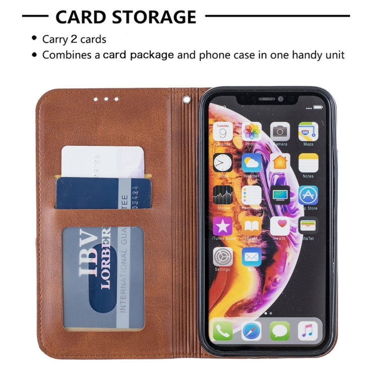 For iPhone XR Rhombus Texture Horizontal Flip Magnetic Leather Case with Holder & Card Slots & Wallet