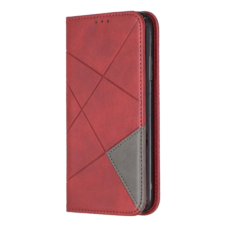 For iPhone XR Rhombus Texture Horizontal Flip Magnetic Leather Case with Holder & Card Slots & Wallet