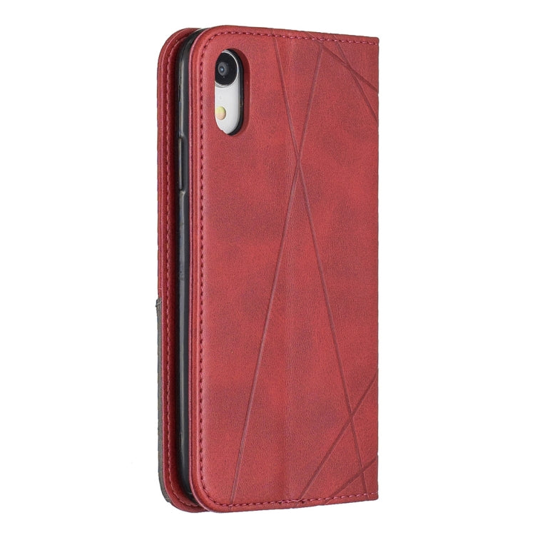For iPhone XR Rhombus Texture Horizontal Flip Magnetic Leather Case with Holder & Card Slots & Wallet
