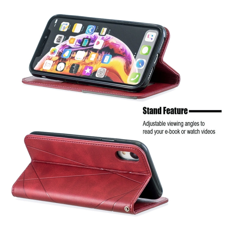 For iPhone XR Rhombus Texture Horizontal Flip Magnetic Leather Case with Holder & Card Slots & Wallet
