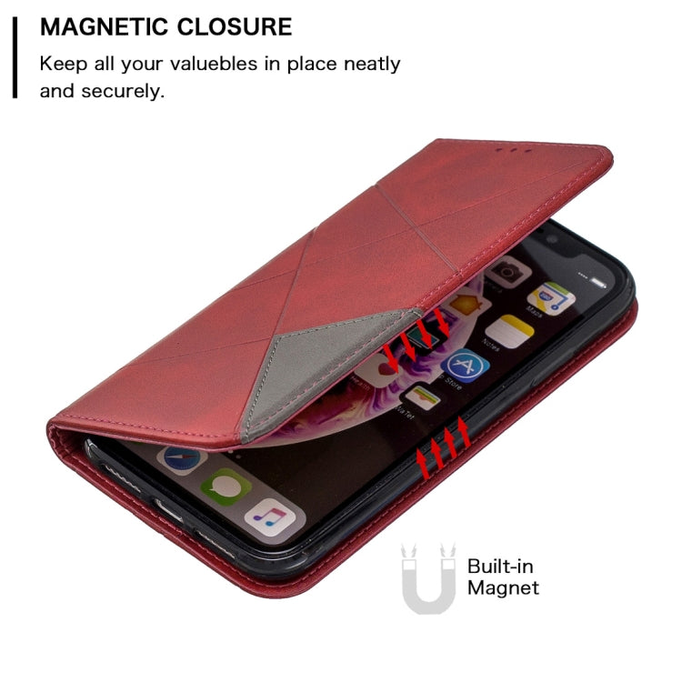 For iPhone XR Rhombus Texture Horizontal Flip Magnetic Leather Case with Holder & Card Slots & Wallet