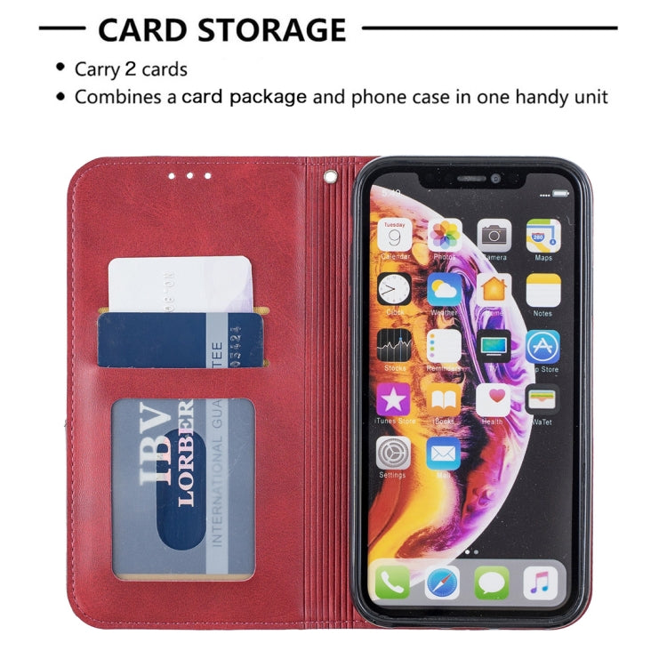 For iPhone XR Rhombus Texture Horizontal Flip Magnetic Leather Case with Holder & Card Slots & Wallet