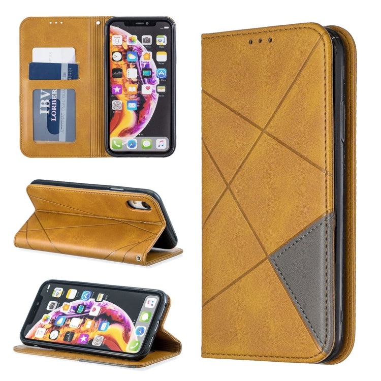 For iPhone XR Rhombus Texture Horizontal Flip Magnetic Leather Case with Holder & Card Slots & Wallet
