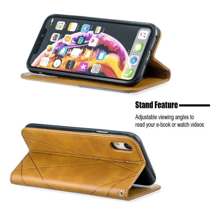 For iPhone XR Rhombus Texture Horizontal Flip Magnetic Leather Case with Holder & Card Slots & Wallet