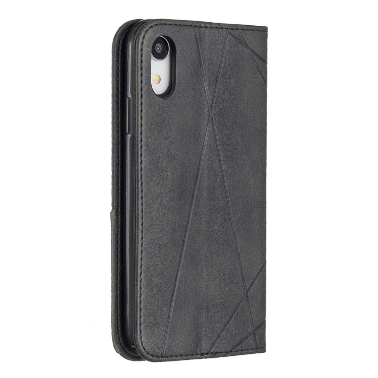For iPhone XR Rhombus Texture Horizontal Flip Magnetic Leather Case with Holder & Card Slots & Wallet