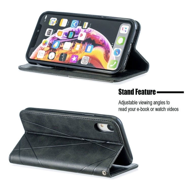 For iPhone XR Rhombus Texture Horizontal Flip Magnetic Leather Case with Holder & Card Slots & Wallet