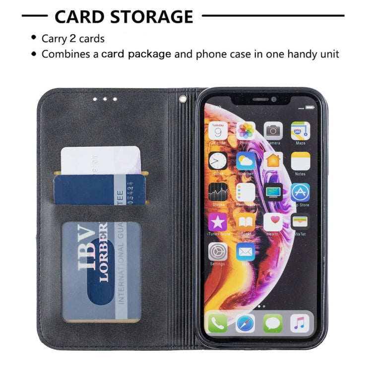 For iPhone XR Rhombus Texture Horizontal Flip Magnetic Leather Case with Holder & Card Slots & Wallet
