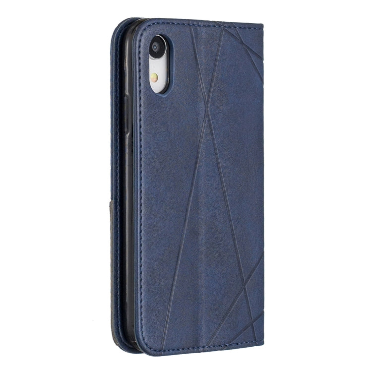 For iPhone XR Rhombus Texture Horizontal Flip Magnetic Leather Case with Holder & Card Slots & Wallet