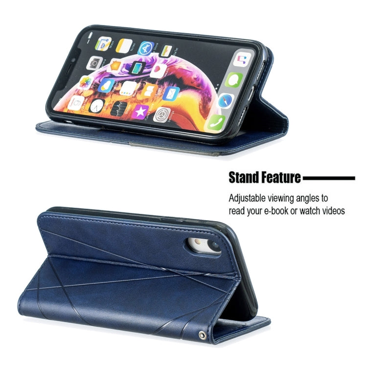 For iPhone XR Rhombus Texture Horizontal Flip Magnetic Leather Case with Holder & Card Slots & Wallet