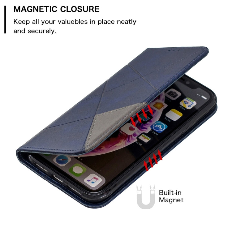 For iPhone XR Rhombus Texture Horizontal Flip Magnetic Leather Case with Holder & Card Slots & Wallet