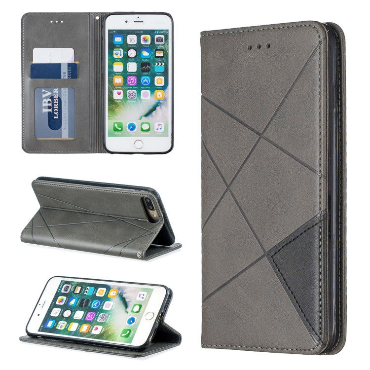Rhombus Texture Horizontal Flip Magnetic Leather Case with Holder & Card Slots & Wallet For iPhone 8 Plus & 7 Plus