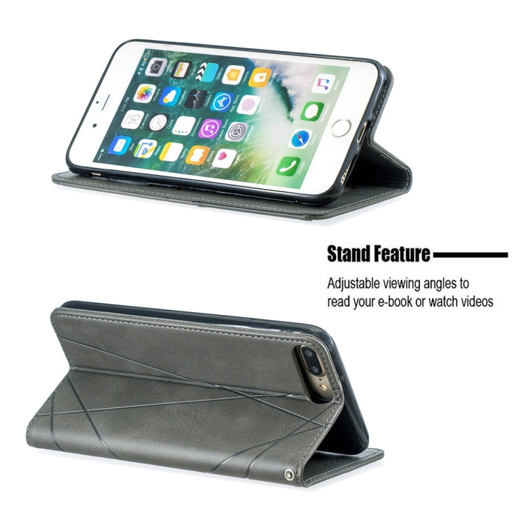 Rhombus Texture Horizontal Flip Magnetic Leather Case with Holder & Card Slots & Wallet For iPhone 8 Plus & 7 Plus