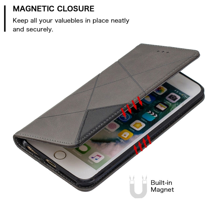 Rhombus Texture Horizontal Flip Magnetic Leather Case with Holder & Card Slots & Wallet For iPhone 8 Plus & 7 Plus