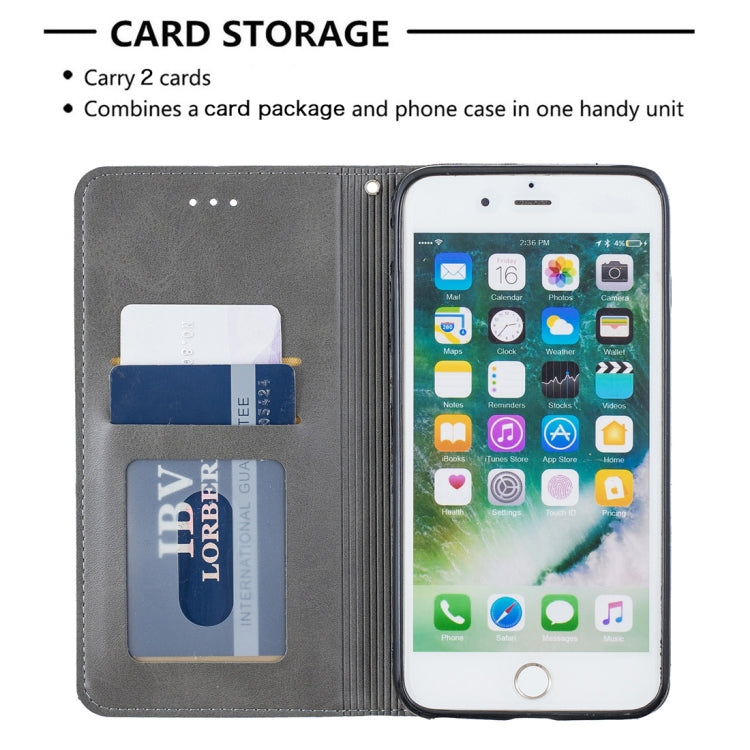 Rhombus Texture Horizontal Flip Magnetic Leather Case with Holder & Card Slots & Wallet For iPhone 8 Plus & 7 Plus