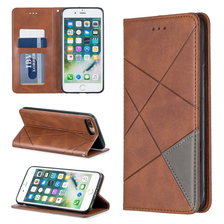 Rhombus Texture Horizontal Flip Magnetic Leather Case with Holder & Card Slots & Wallet For iPhone 8 Plus & 7 Plus
