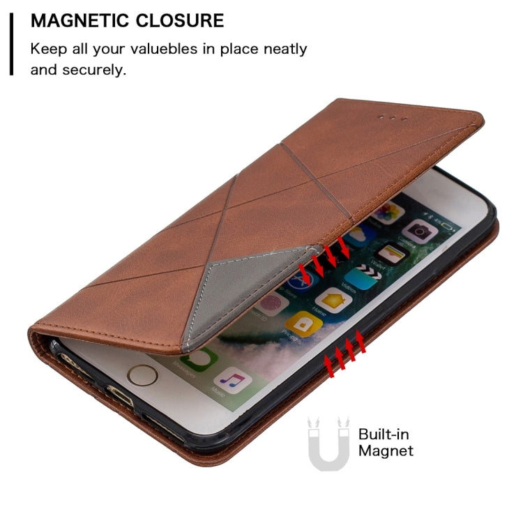 Rhombus Texture Horizontal Flip Magnetic Leather Case with Holder & Card Slots & Wallet For iPhone 8 Plus & 7 Plus