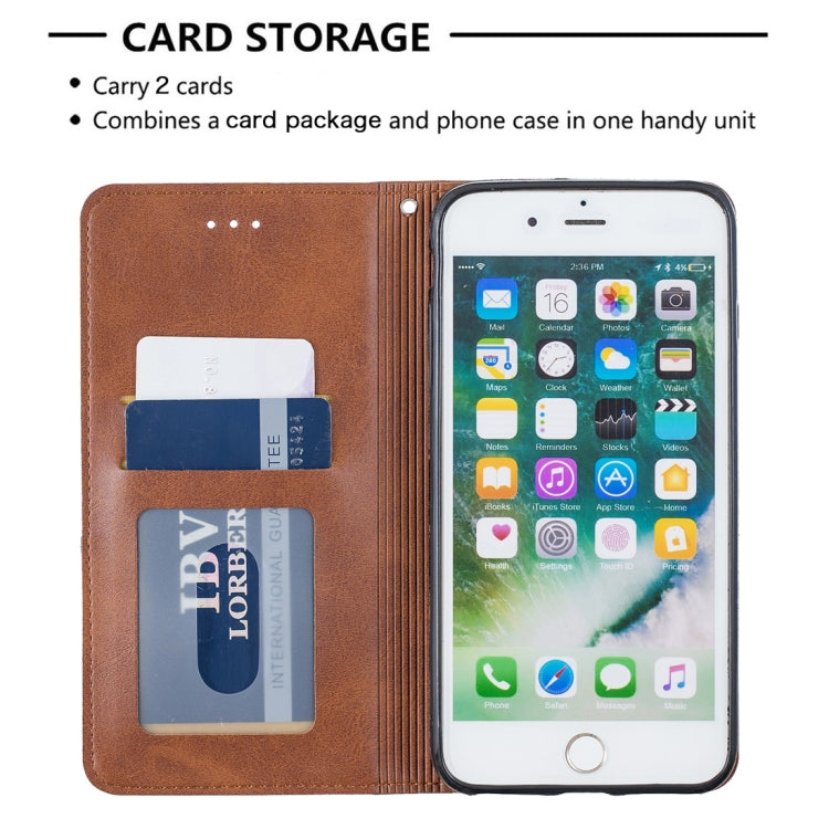 Rhombus Texture Horizontal Flip Magnetic Leather Case with Holder & Card Slots & Wallet For iPhone 8 Plus & 7 Plus
