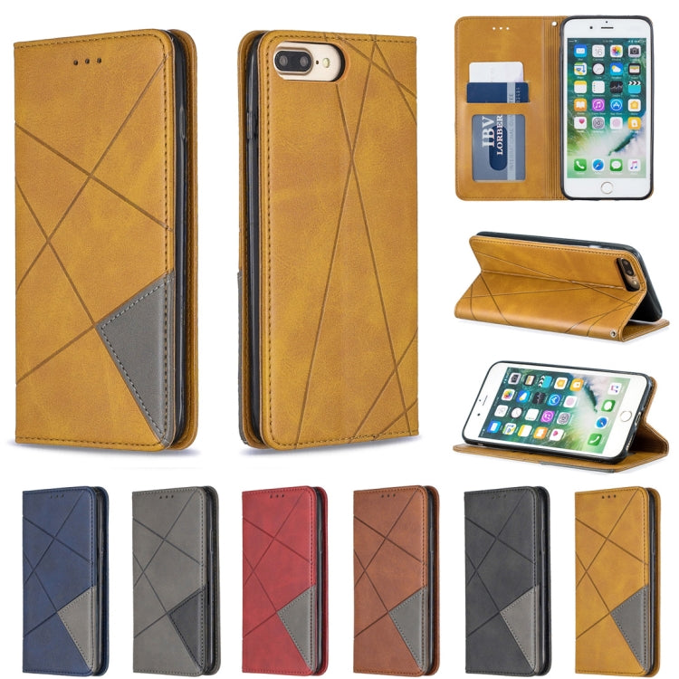 Rhombus Texture Horizontal Flip Magnetic Leather Case with Holder & Card Slots & Wallet For iPhone 8 Plus & 7 Plus